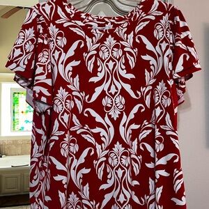 NWT - Chico's Red and White Floral Blouse - size 3